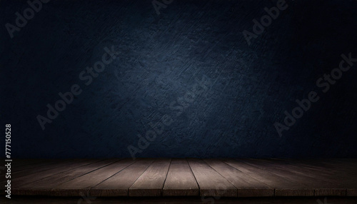 Wood table in front wall blur background with empty copy space on the table for product display mockup. Retro design montage presentation