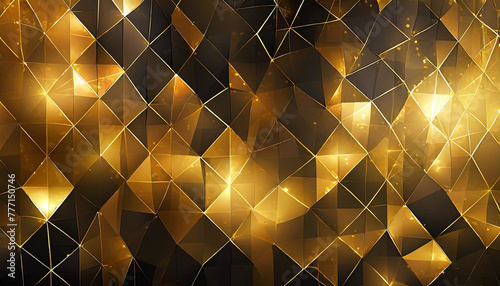 Dark black and gold abstract background An abstract image featuring organic shapes and lines that intersect and overlap created