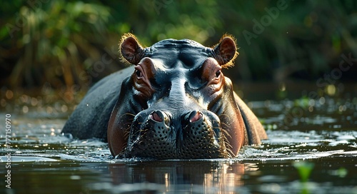 The Majestic Hippo A Serene Moment in the Wild Generative AI