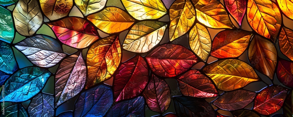 Vibrant Autumn A Stained Glass Artwork Generative AI