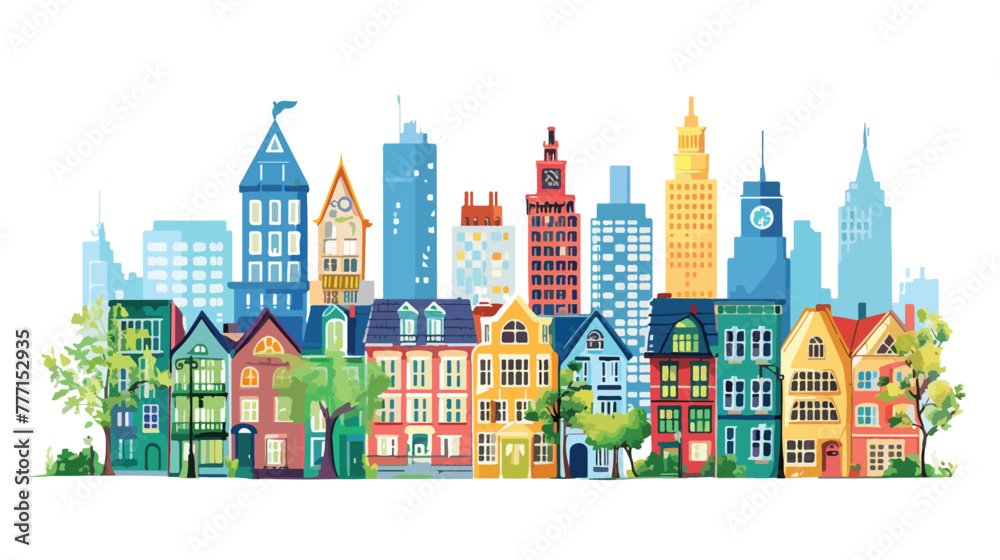 City building houses view skyline background