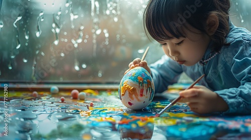 Egg Painting A Child's Artistic Journey Generative AI