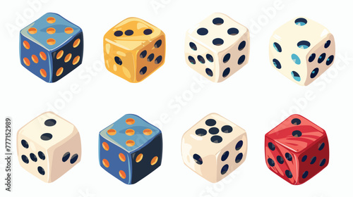 Classic western style dice flat vector isolated on white