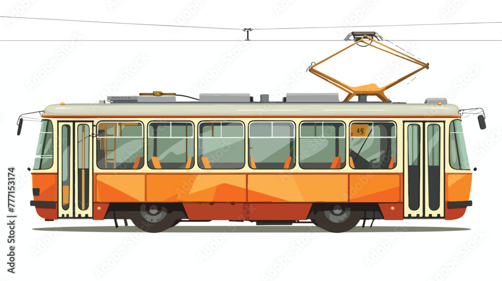 Color image of a trolleybus on a white background. 