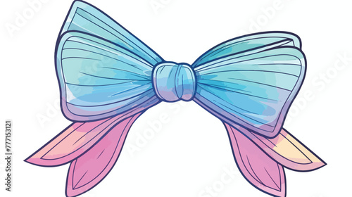 Cold gradient line drawing of a cartoon tied bow flat © Austin