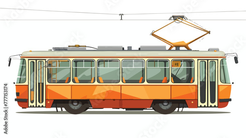Color image of a trolleybus on a white background. 