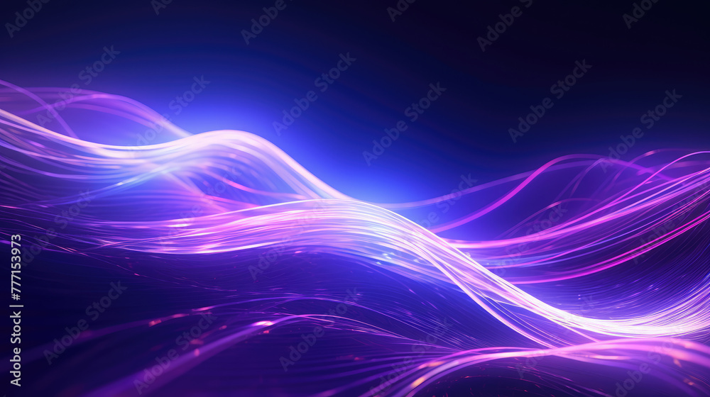 Flowing dot particles wave line pattern blue and purple gradient light ...