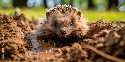 Hedgehog in wild nature сreated with Generative Ai