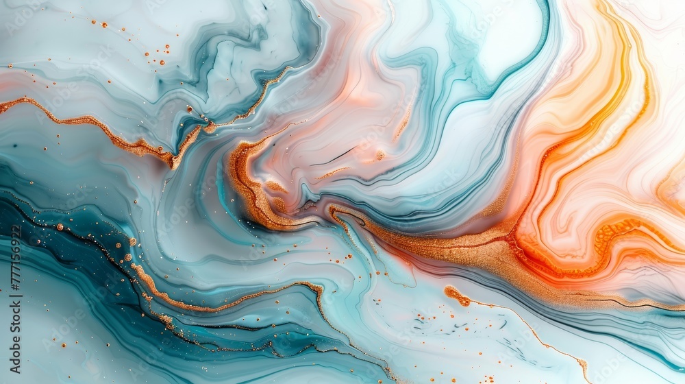 A captivating artwork that embodies the essence of marbled ink and fluid watercolor.
