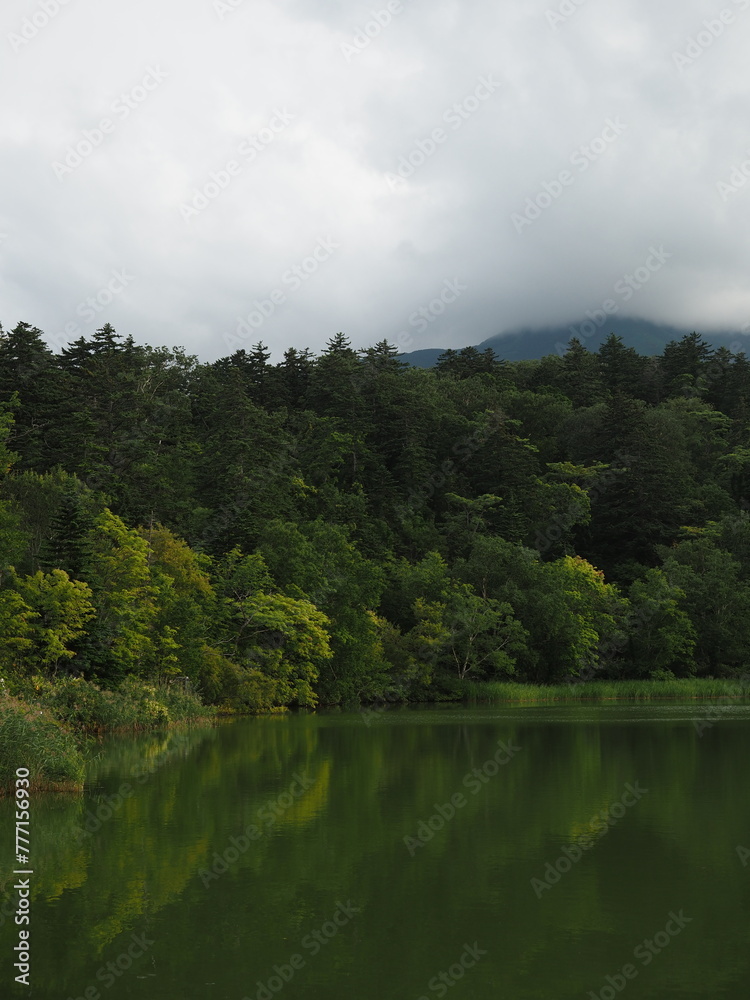 Himenuma, Rishiri Fuji and forest in Rishiri, Hokkaido on a cloudy day Himenuma, Rishiri Fuji and forest in Rishiri, Hokkaido on a cloudy day