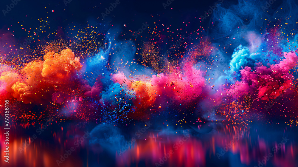 Dynamic Abstract Explosion of Colored Powder, Creative Art Design with a Futuristic Touch Dynamic Abstract Explosion of Colored Powder, Creative Art Design with a Futuristic Touch