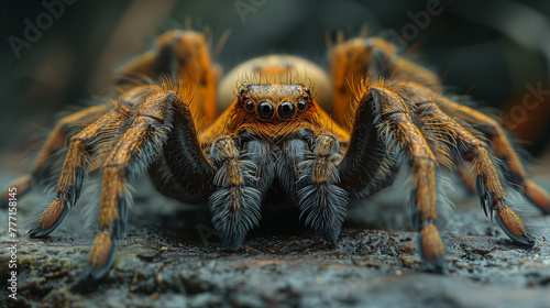 Close-up of a tarantula spider in its natural habitat
