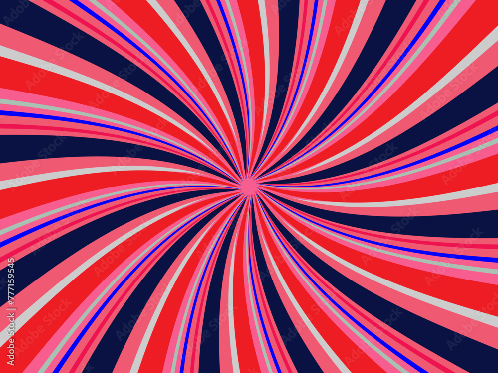 Fototapeta premium Colorful striped background. Vector illustration. Fun retro swirl burst, summer and carnival background.