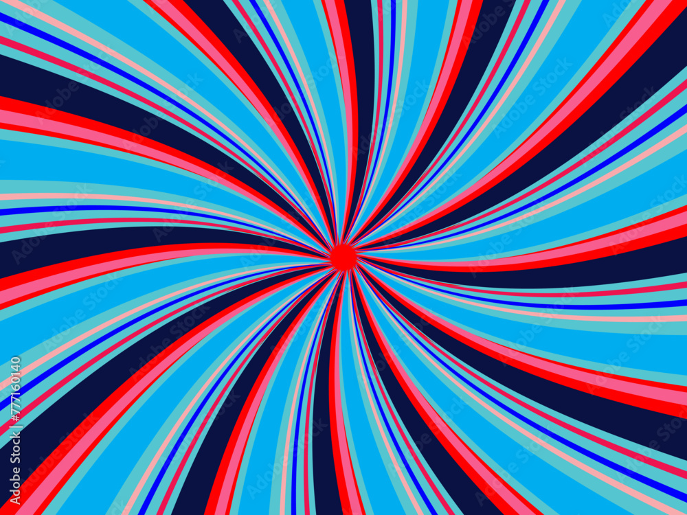 Colorful striped background. Vector illustration. Fun retro swirl burst, summer and carnival background.