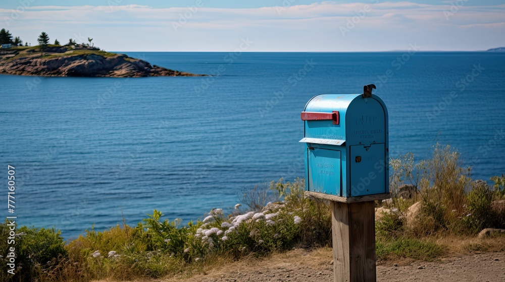 town blue mailbox