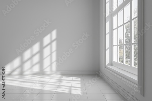 High resolution white room with window design concept.
