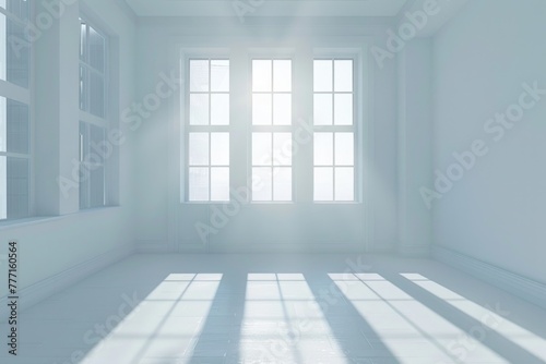 High resolution white room with window design concept.