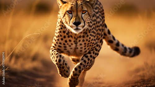 Graceful cheetah sprinting through the African plains. © CREATER CENTER