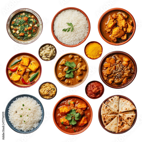 Indian cuisine on transparent background