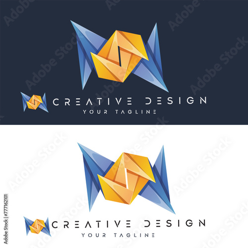 This an abstract colorful N letter Vector logo for Business Company, Brand Logo, abstract colorful illustration
