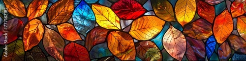 Autumnal Stained Glass Window Generative AI photo