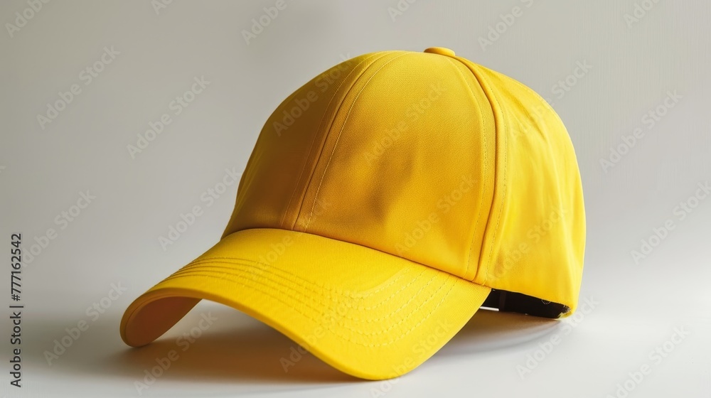 Fototapeta premium Yellow baseball cap mockup isolated on white background for versatile design presentations