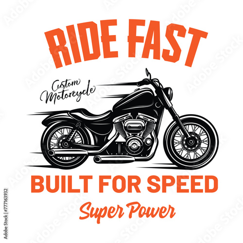 Motorcycle Biker fashion Typography, t-shirt apparel stamp, sticker emblem, typography print, fabric cloth. Gothic Calligraphy Motorcycle riding Custom bike racing club garage                      