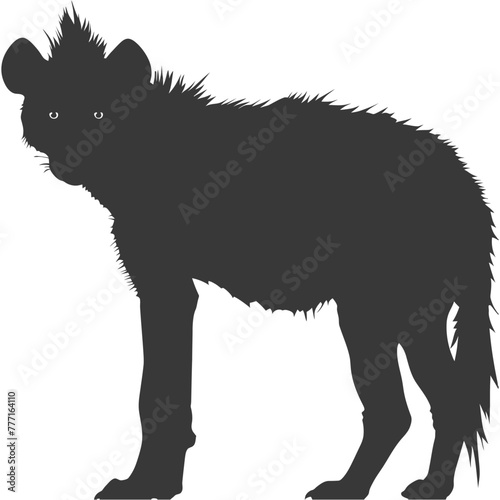 Silhouette hyena animal black color only full body