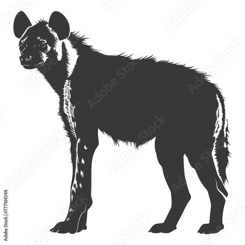 Silhouette hyena animal black color only full body