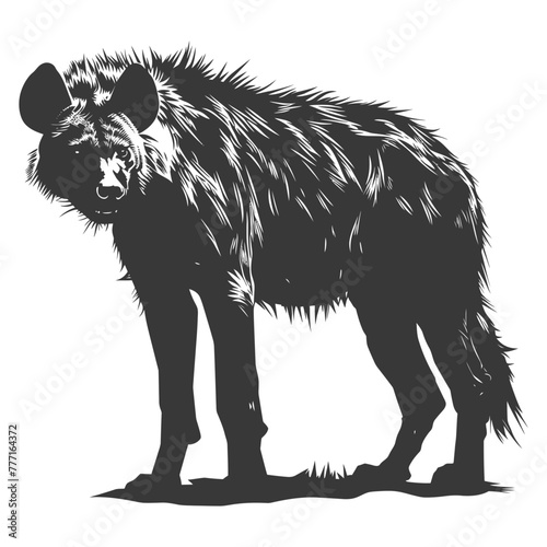 Silhouette hyena animal black color only full body