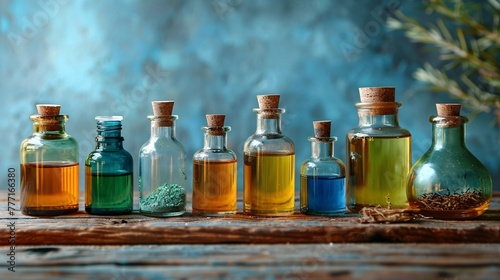 A Rainbow of Essential Oils Generative AI photo