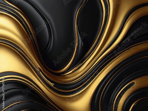 a gold and black piece of art with a black background, abstract background