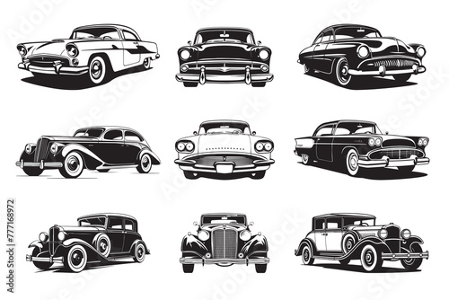 Set automobile isolated on white background - car collection