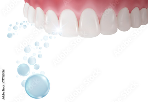 Power of fluoride makes gums and teeth healthy, white and clean, making the mouth hygienic. Realistic vector illustration file. photo