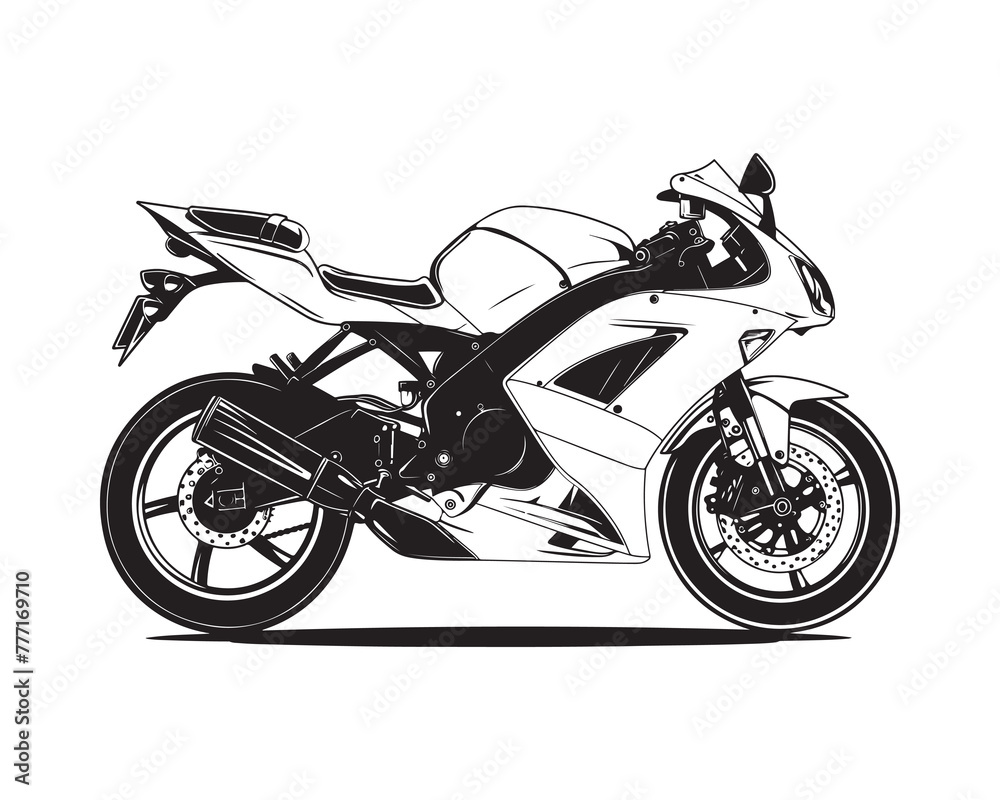 Sport bike, vector illustration - Motorbike isolated on white background