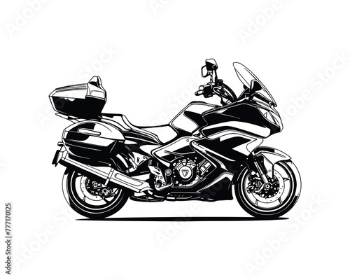 Moto sport touring, vector illustration - Motorbike isolated on white background