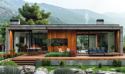 Modern minimalistic design style one-story house © piai