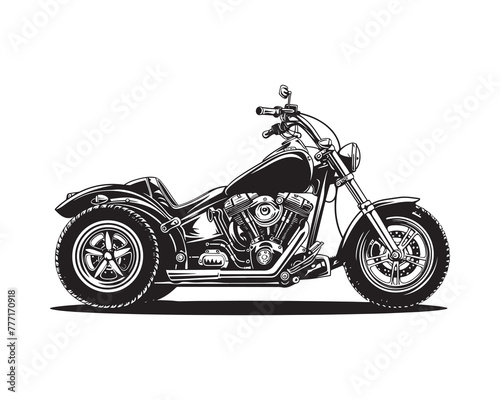 Moto trike, vector illustration - Motorbike isolated on white background
