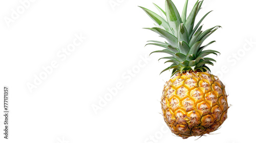 Pineapple in delicious food style  top view on transparent white background