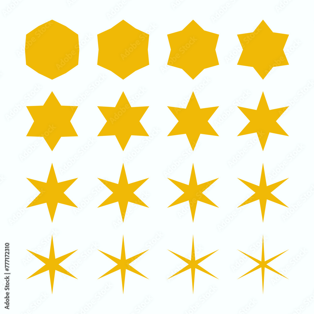 Six Point Zigzag Edge Gold Stars Six Point Zigzag Edge Gold Stars