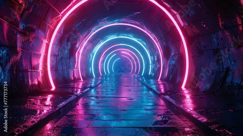 Neon Tunnel A Vibrant Journey Generative AI