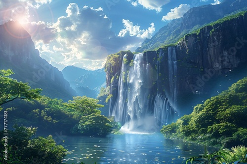 The Majestic Waterfall A Journey Through the Lush Rainforest Generative AI