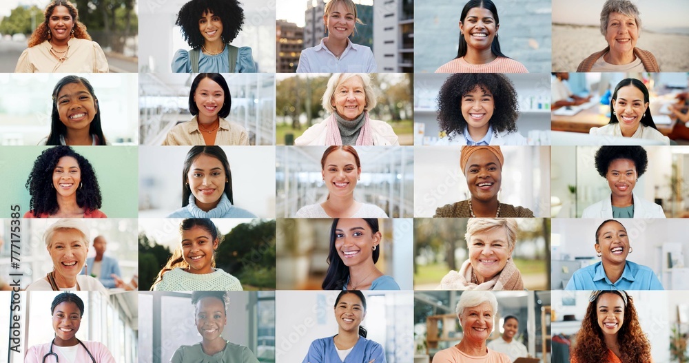 © peopleimages.com - Diversity women and girls with happiness on collage, smiling and faces in international group. Montage, different age and ethnicity for inclusion, global and collaboration in various occupations. © peopleimages.com - Diversity women and girls with happiness on collage, smiling and faces in international group. Montage, different age and ethnicity for inclusion, global and collaboration in various occupations.