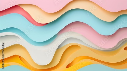 Modern Abstract Background with Waves Papercut Elements and Pastel Colorful