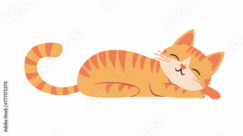 Fototapeta Naklejka Na Ścianę i Meble -  Cute Happy Cat In Clip Art Style Tshirt flat vector