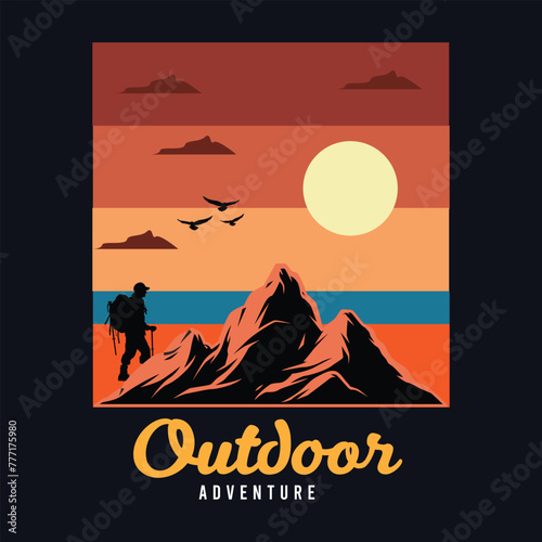 Hiking quotes and 100% vector best for t shirt and mug design, wild mountain illustration. Vector graphic for t shirt and other uses. Design element for logo, label, sign, poster, t shirt and Vector.