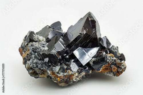Biotite mineral  potassium aluminum magnesium iron mica on white background. photo