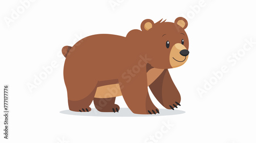 Cartoon funny little bear walking flat vector isolated