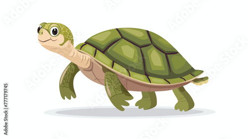 Cartoon funny turtle isolated on white background fla