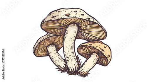 Doodle mushroom icon vegetable healthy food kids hand